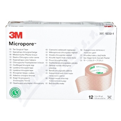 3M Micropore papr.nplast tlov 2.5cmx9.1m 12ks